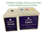 EMPTY set of refillable t040 t041 ink cartridges for Epson stylus CX3200 C62