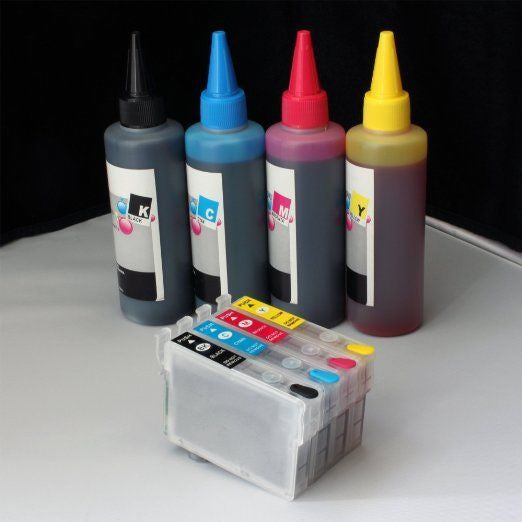 Refillable #127 w/ 400ml ink for Epson workforce WF-3520 WF-3540 WF-7010 WF-7510