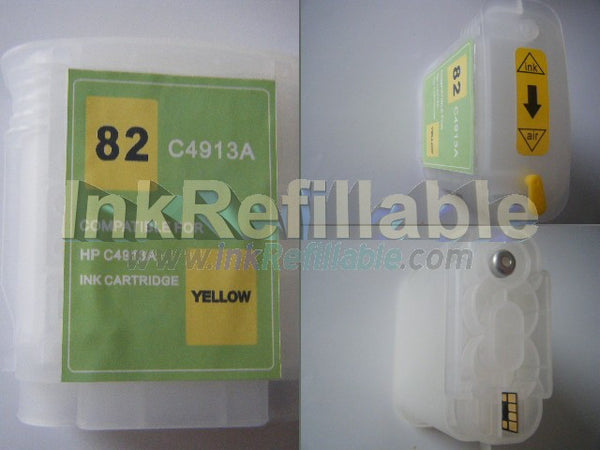 Refillable 82 C4913A YELLOW ink cartridge for HP Designjet 10ps 120 20ps 50ps 500 plus 500ps 510 510ps 800 800ps 815 printer