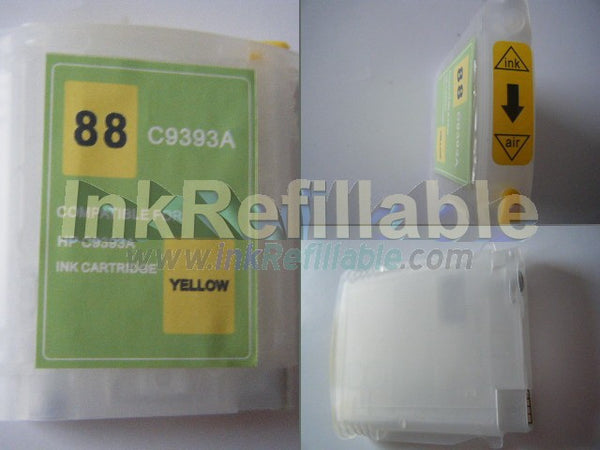 Refillable HP #88 C9388AN C9393AN yellow cartridge w/ ARC