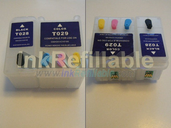 Refillable T028201 T029201 ink cartridges T028 T029 for Epson stylus C50 C60 C61 color photo printers