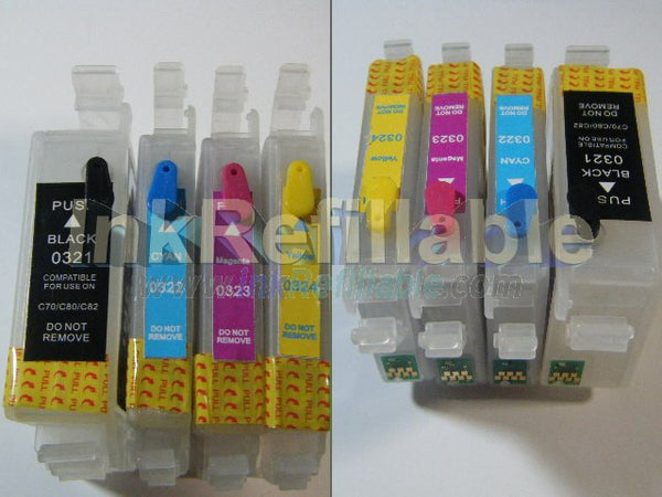 Refillable T0321 T0322 T0323 T0324 ink cartridge for Epson Stylus C80 C80n C80wn color photo printer