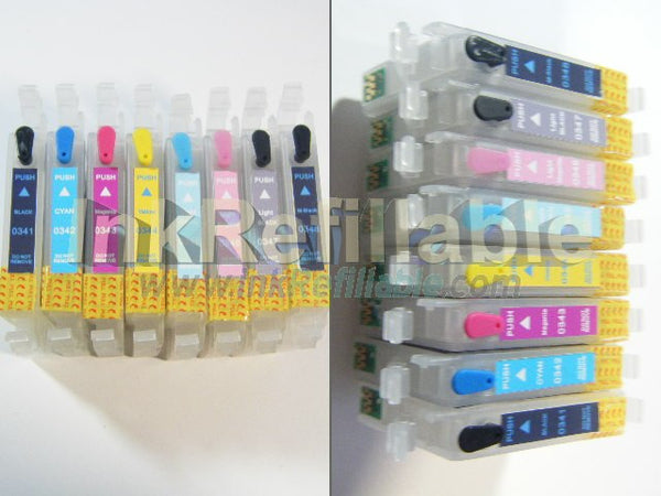 Refillable Epson T0341~8 #34 ink cartridge set for Epson stylus photo 2100 2100P 2200 printer