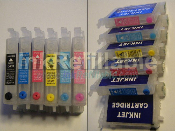Refillable cartridges T0491~6 49 ink set for Epson stylus photo R210 R230 R310 R350 RX510 RX630 RX650 PRINTER
