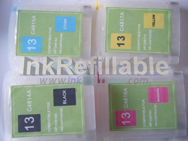Refillable 13 4 pack C4814A C4815A C4816A C4817A inks for hp officejet 9110 9120 9130 pro k850 designjet 50ps 20ps 10ps printer