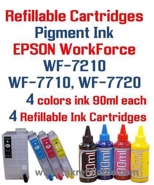 Refillable 252XL w/ 400ml Pigment Sublimation ink for Epson wf-3620 wf-3640 wf-7710 wf-7720 wf-7210