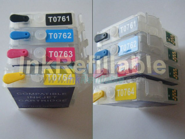 Refillable T0761 T0762 T0763 T0764 black cyan magenta yellow ink cartridge Epson Stylus C58 CX2800 CX2900 ME2 ME200 printer